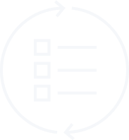 Checklist with three items inside a circular arrow indicating a repeating or cyclical process.