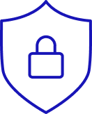 dark blue line icon of a lock in a shield