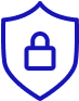dark blue line icon of a lock in a shield
