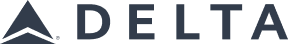 Delta Airlines logo with a stylized triangular symbol and the word DELTA in capital letters.