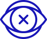 Icon of an eye with a cross inside, symbolizing a visual blind spot.