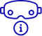 Blue virtual reality headset icon with an information symbol below it.