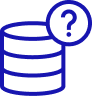 Blue icon of a database with a question mark in a circle above it.