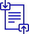 Icon of a document with a download arrow on top left and an upload arrow at the bottom.