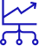Blue icon of an upward trending line graph connected to three nodes below.