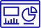 Blue icon depicting a bar chart alongside a pie chart within a rounded square.