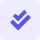 Two blue check marks stacked diagonally on a light purple square background.