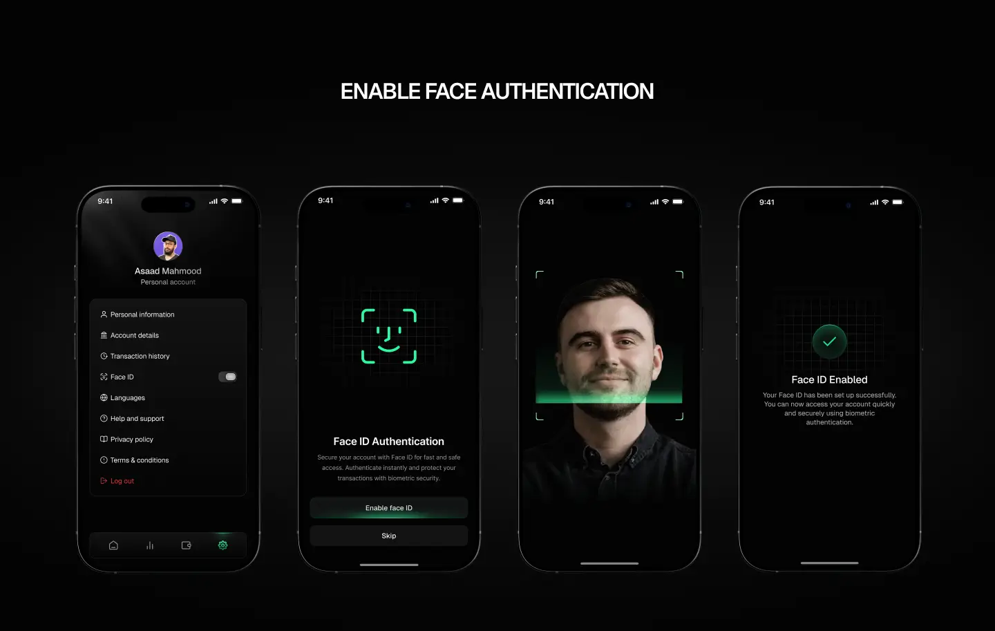 Zentra face authentication screen
