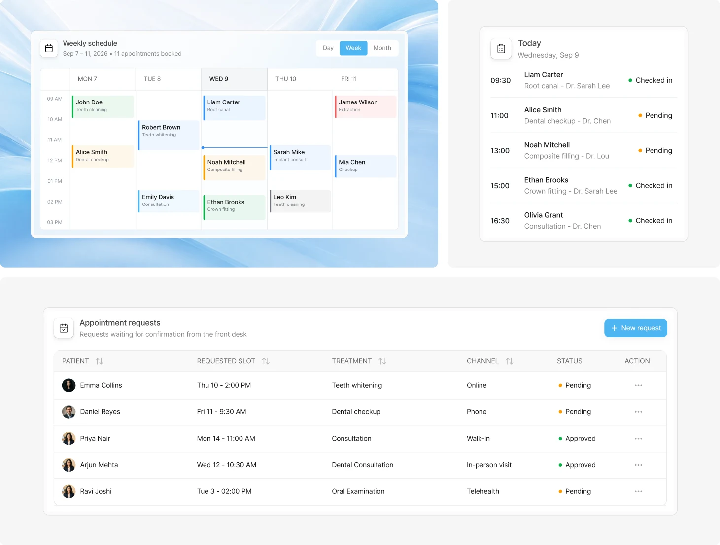 Weekly schedule and appointment requests