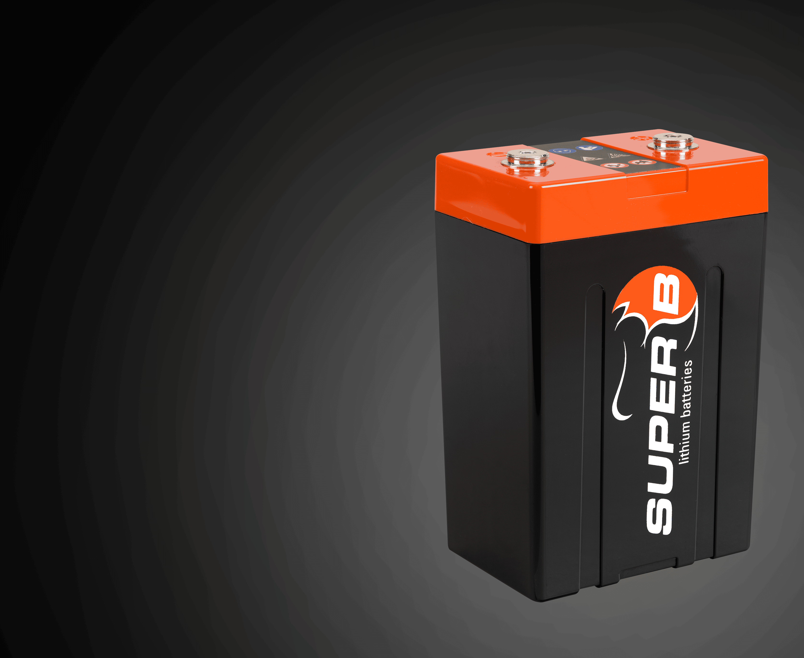 Andrena lithium starter battery on a grey background