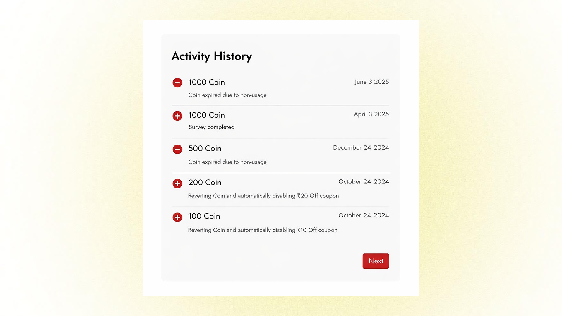 Loyalty coins credited for survey completion in the Nector wallet