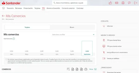 Pantalla de banca online Santander