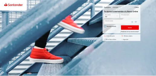 Pantalla de banca online Santander