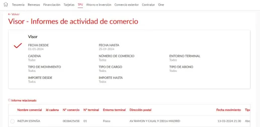 Pantalla de banca online Santander