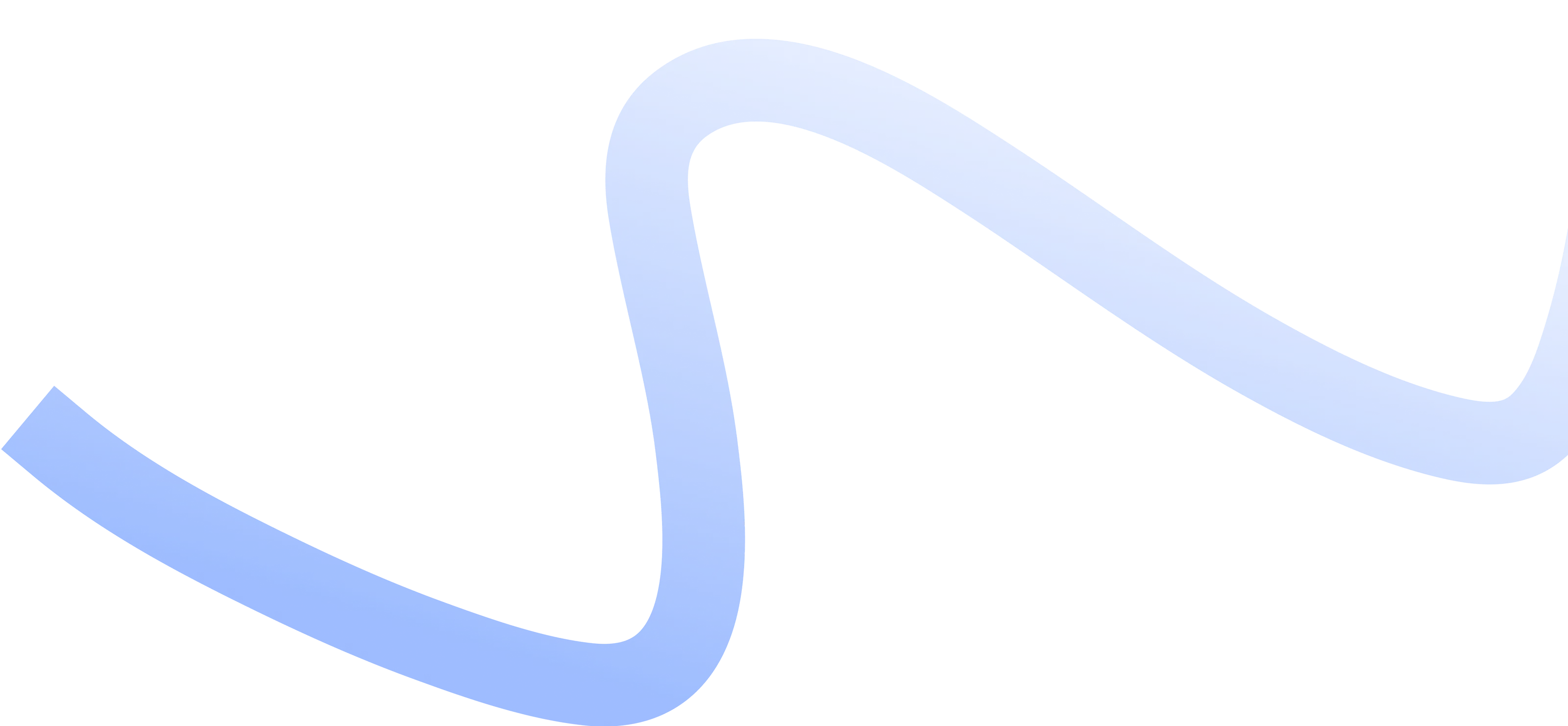 Curved blue line with gradient from dark to light on a transparent background.