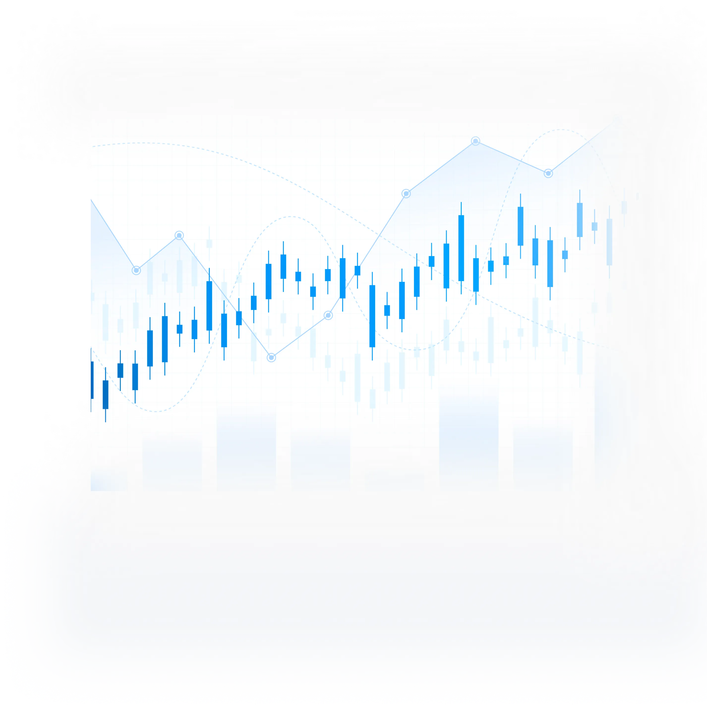 Blue candlestick stock chart 