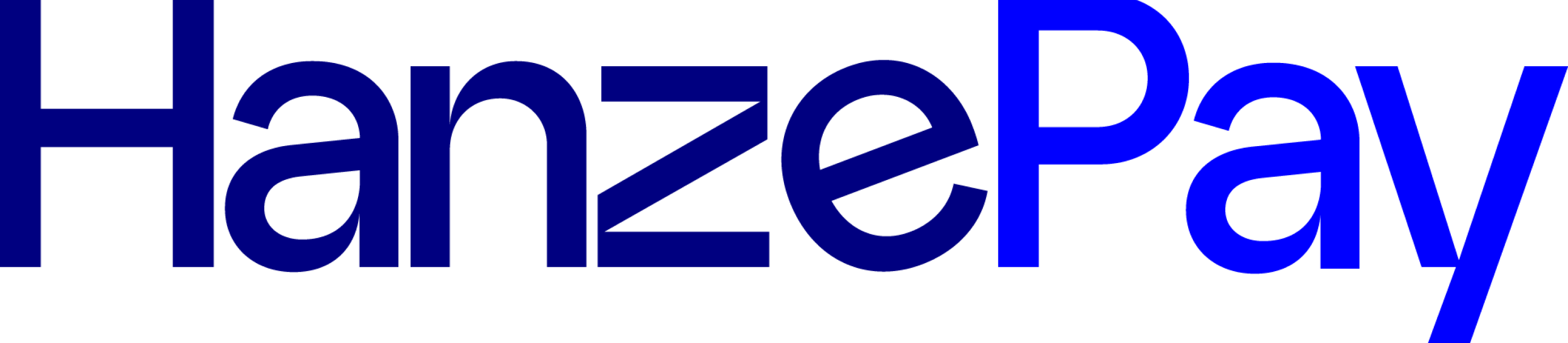 HanzePay text logo in a bold blue font on a transparent background.