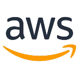 AWS logo with black lowercase letters and an orange curved arrow underneath.