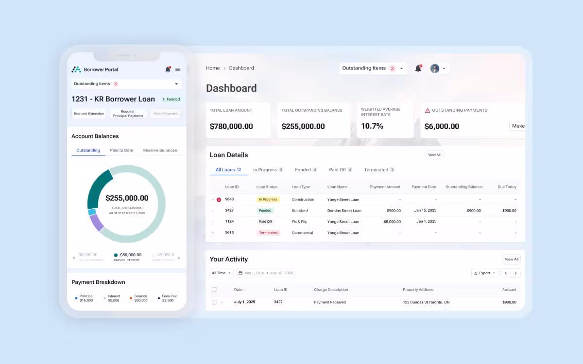 borrower portal for loan repayments dashboard self service mortgage automation