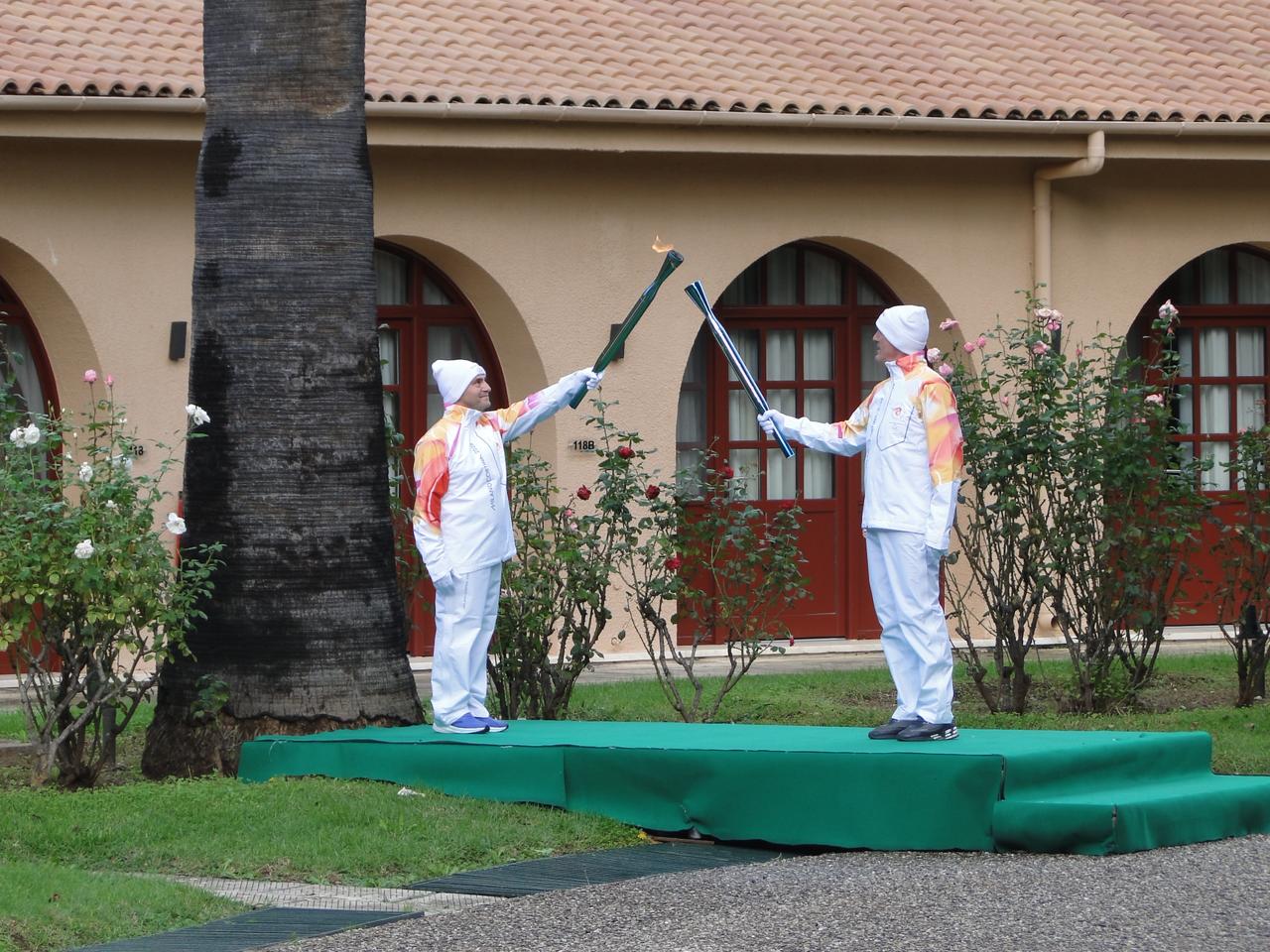 The Olympic Flame entered the IOA premises