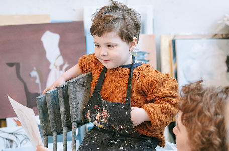 Child behaving in art class