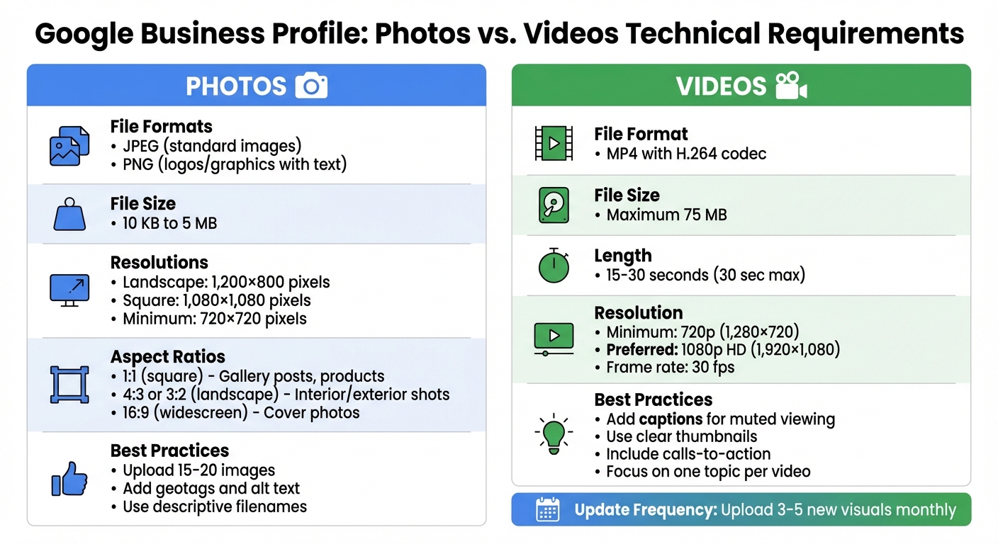Google Business Profile Photo and Video Technical Requirements 2026