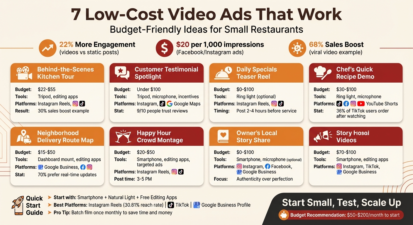 7 Low-Cost Video Ad Ideas for Small Restaurants with Budgets and Platforms