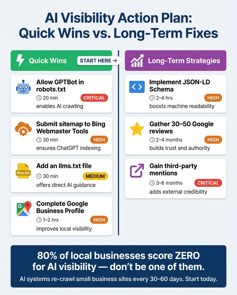 Quick Wins vs. Long-Term Fixes: AI Visibility Action Plan for Local Businesses