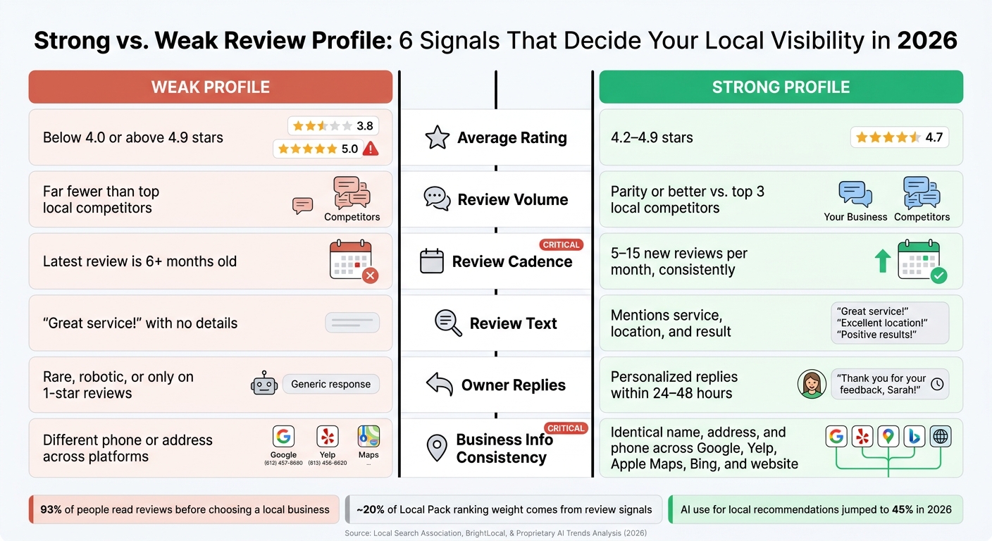 Strong vs. Weak Review Profile: 6 Signals That Decide Your Local Visibility in 2026