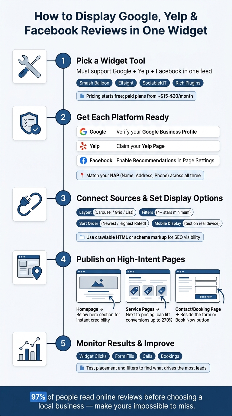 How to Add Google, Yelp & Facebook Reviews to One Website Widget