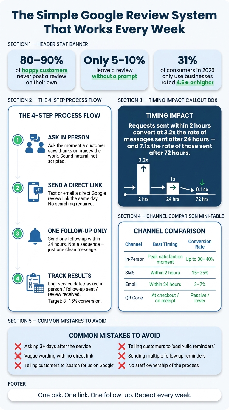 How to Get More Google Reviews: The 1-Link, 1-Ask, 1-Follow-Up System