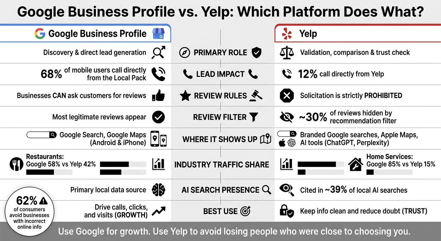Google Business Profile vs. Yelp: Which Platform Does What?
