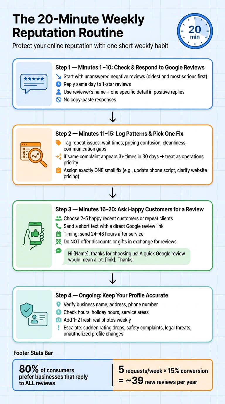 The 20-Minute Weekly Reputation Routine for Busy Business Owners
