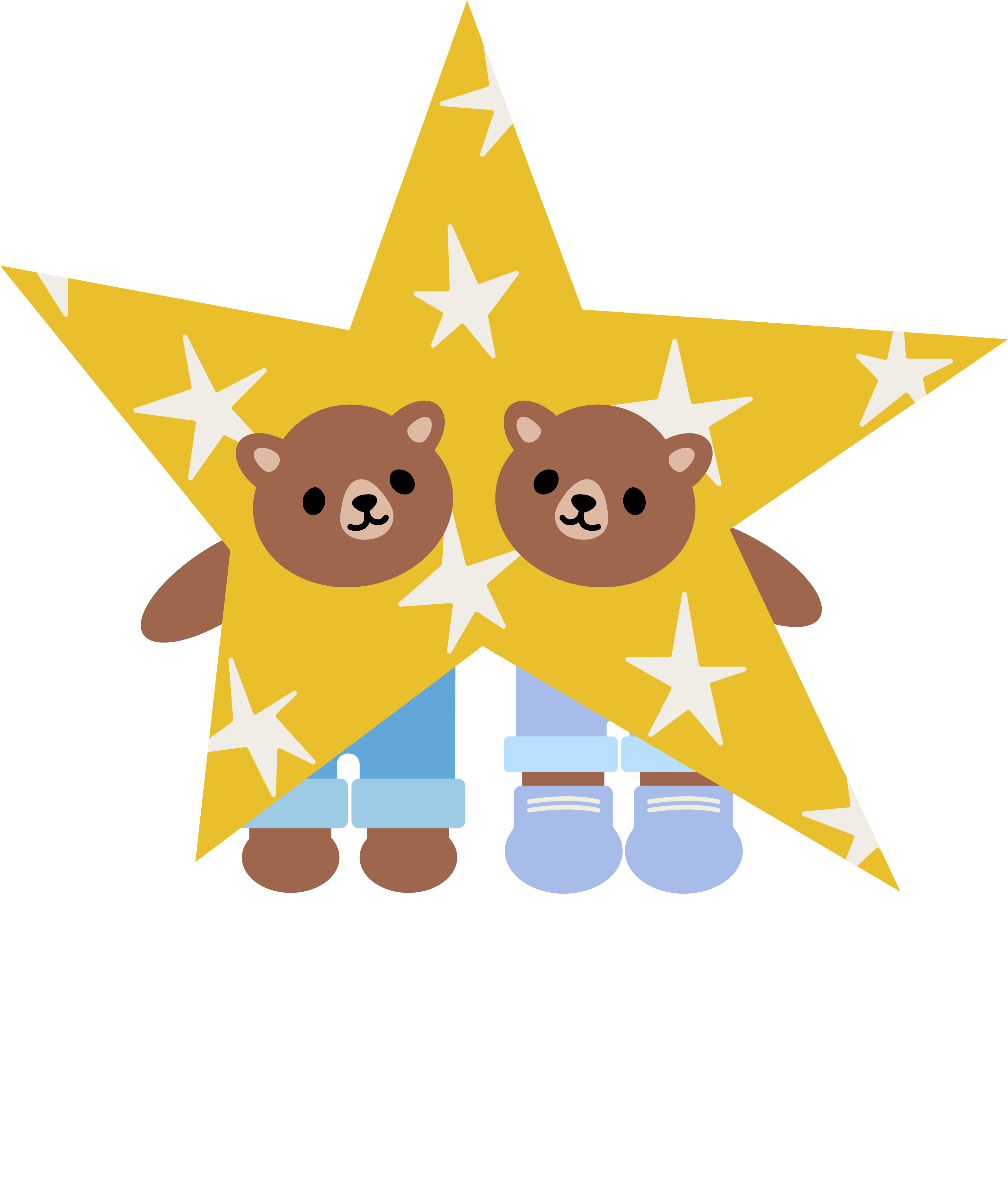 Logo Eveil d'oursons. With a yellow star and 2 cubs in the star