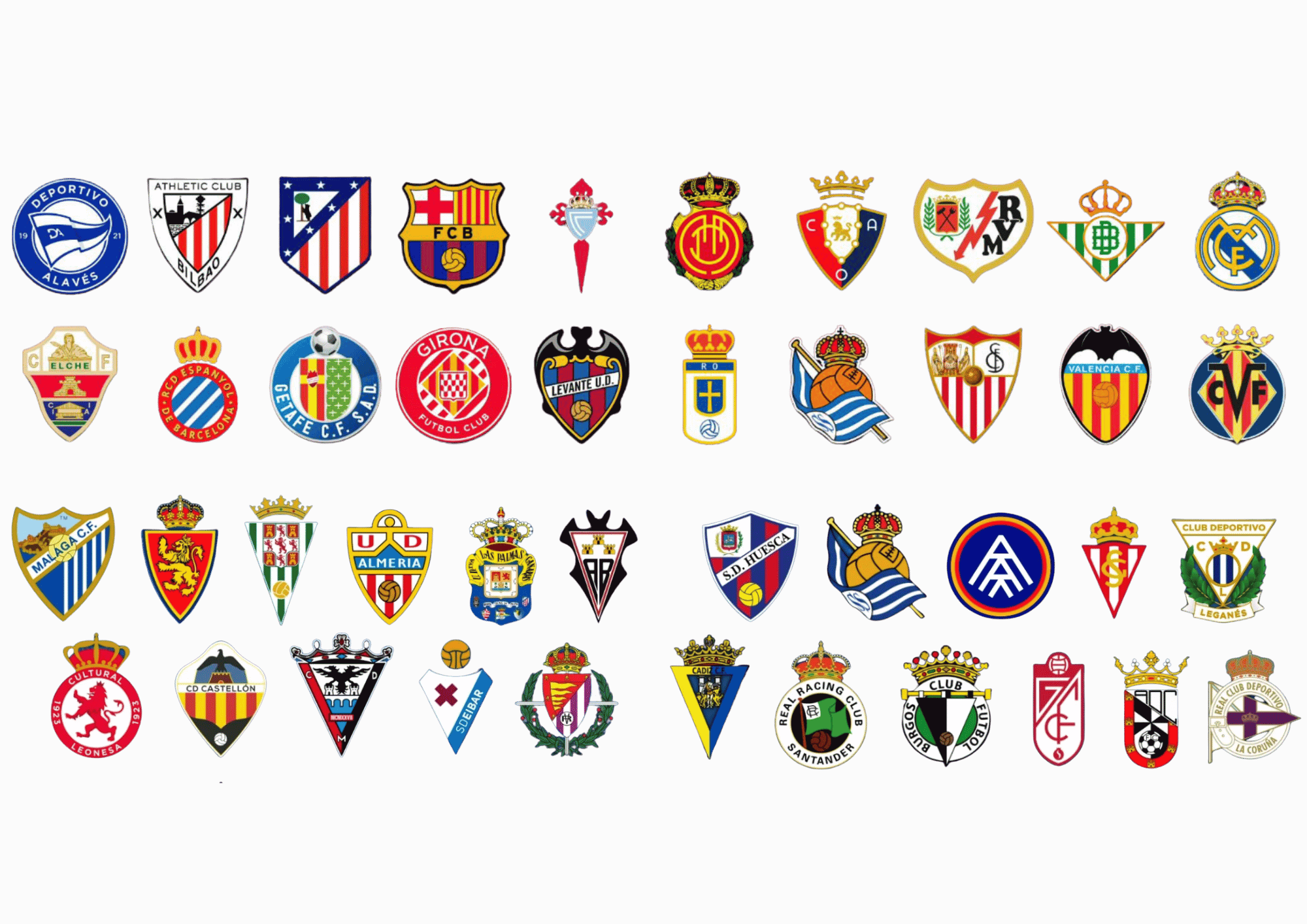 Mural amb els escuts dels principals clubs de futbol professionals de primera i segona divisió vinculats a la xarxa de contactes de Prem Academy.