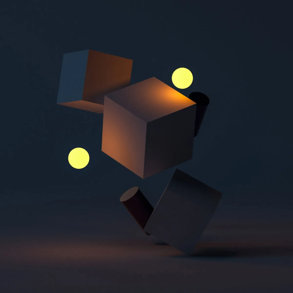 Floating squares & glowing balls