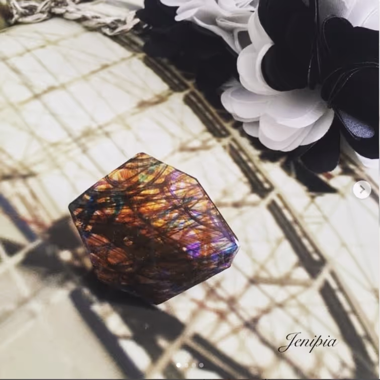 A beautiful colourful brooch made by a disabled person in Japan