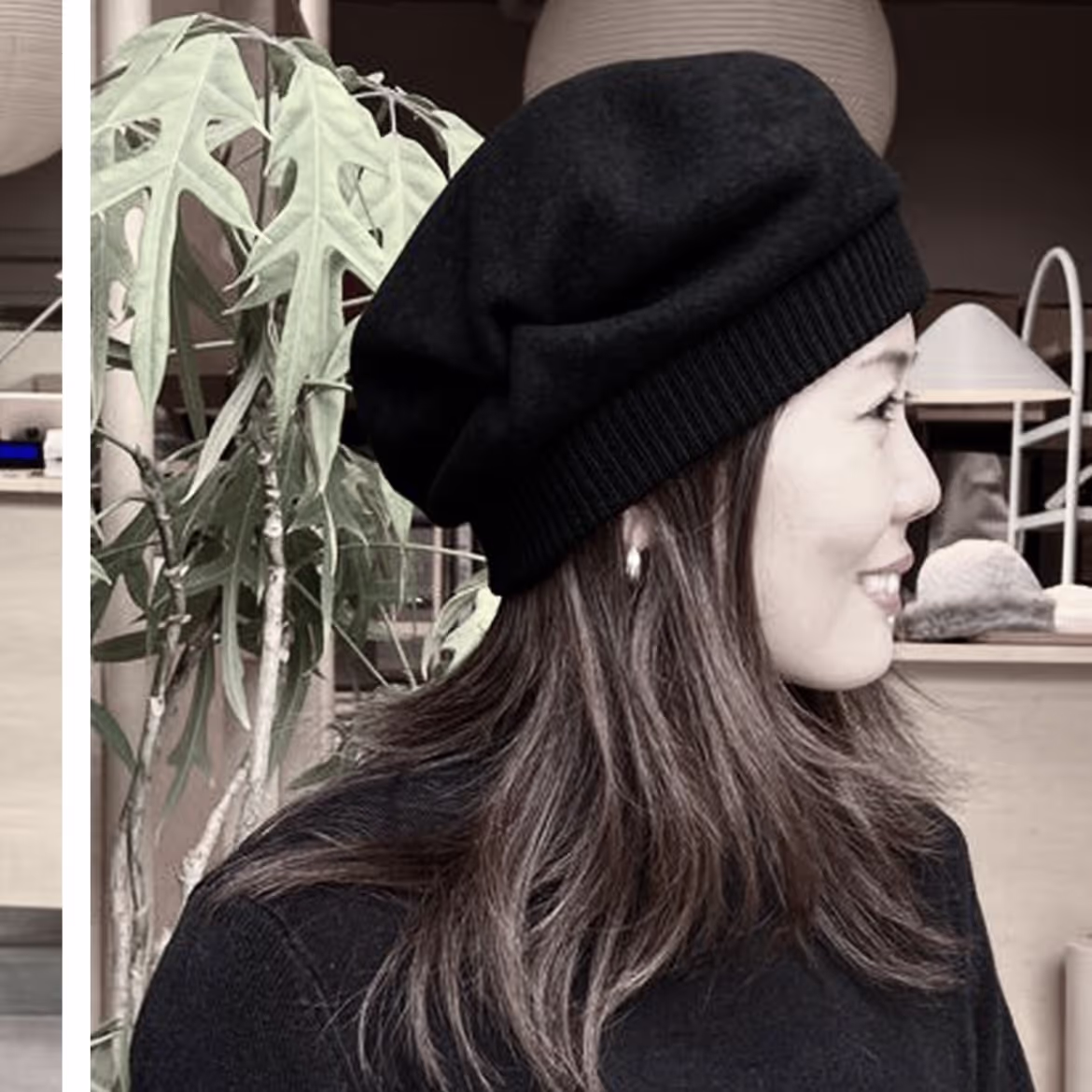 Me wearing a black berret hat