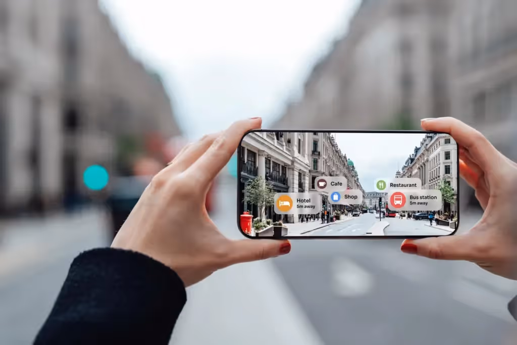 it overlays digital information and elements onto the real world