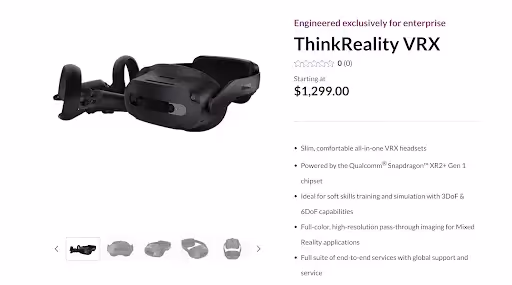 Pricing of ThinkReality VRX