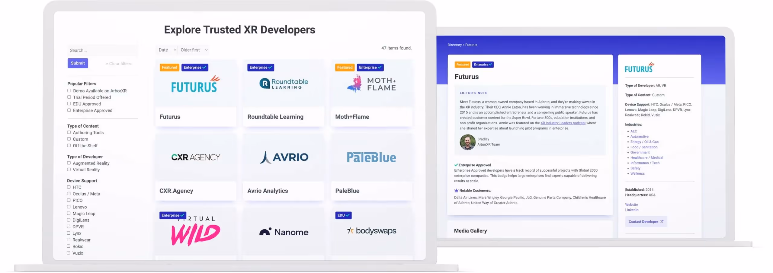 Dashboard of XR directory