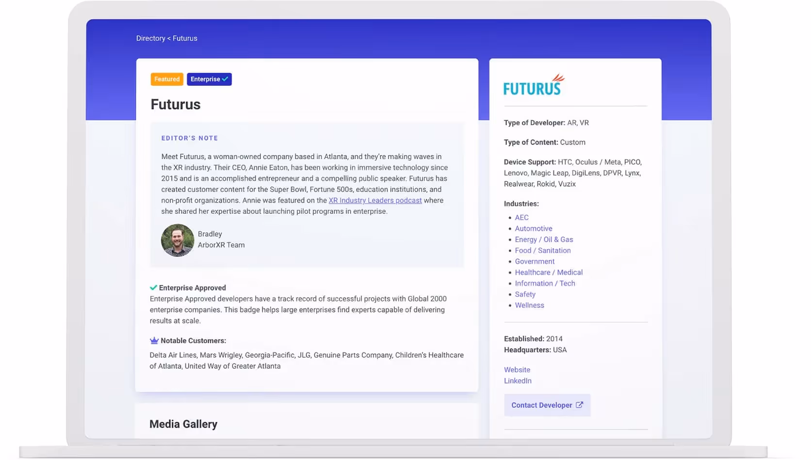 Dashboard of XR directory