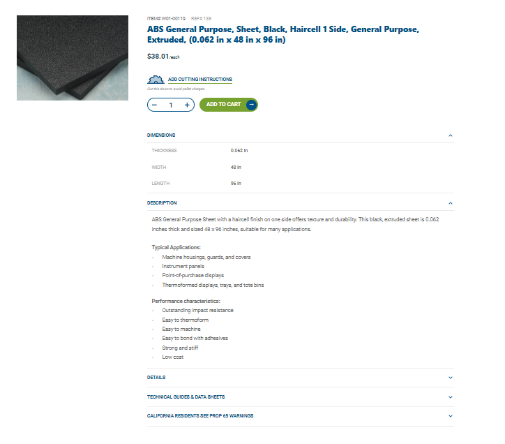 a product detail page of cureball plastics