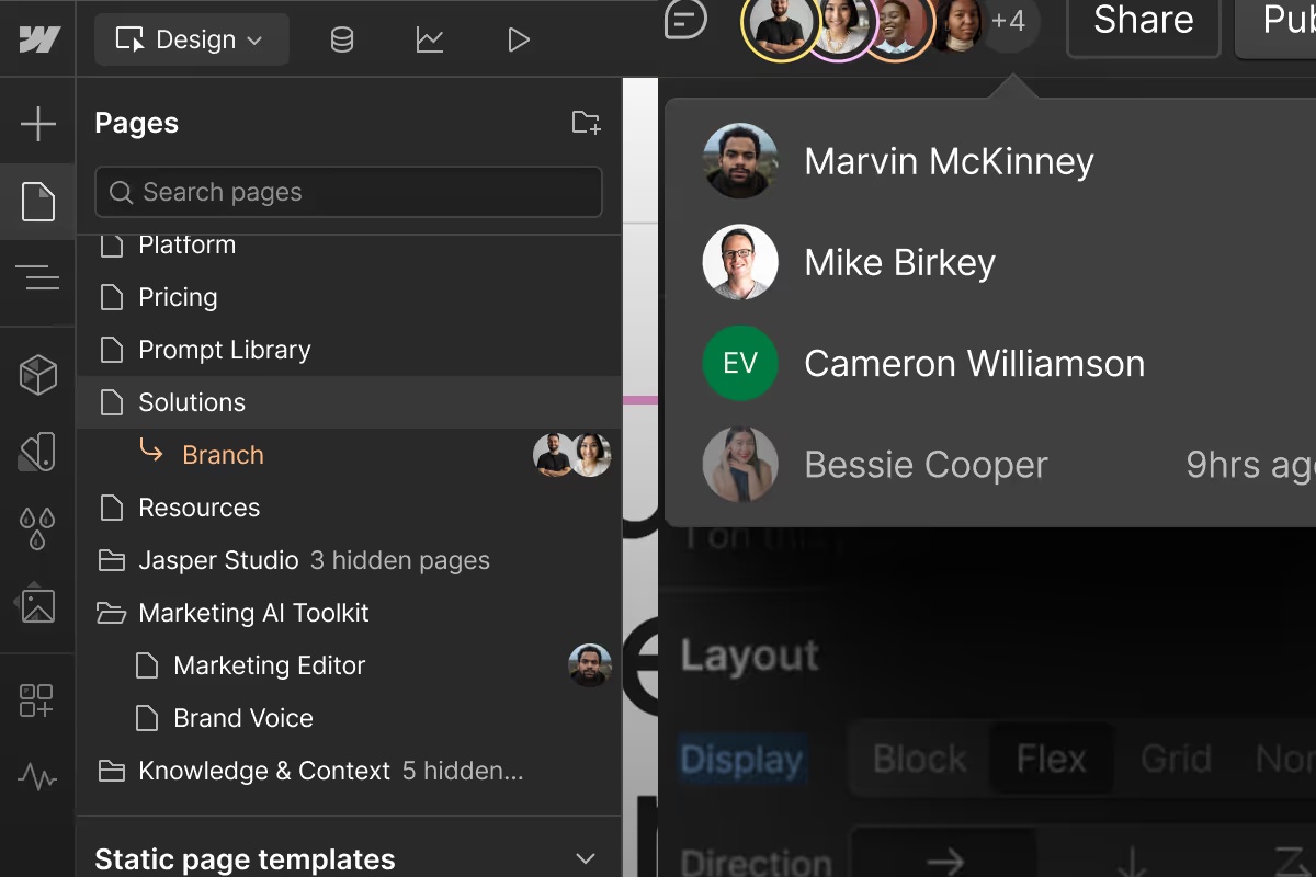 Webflow Real-Time Collaboration