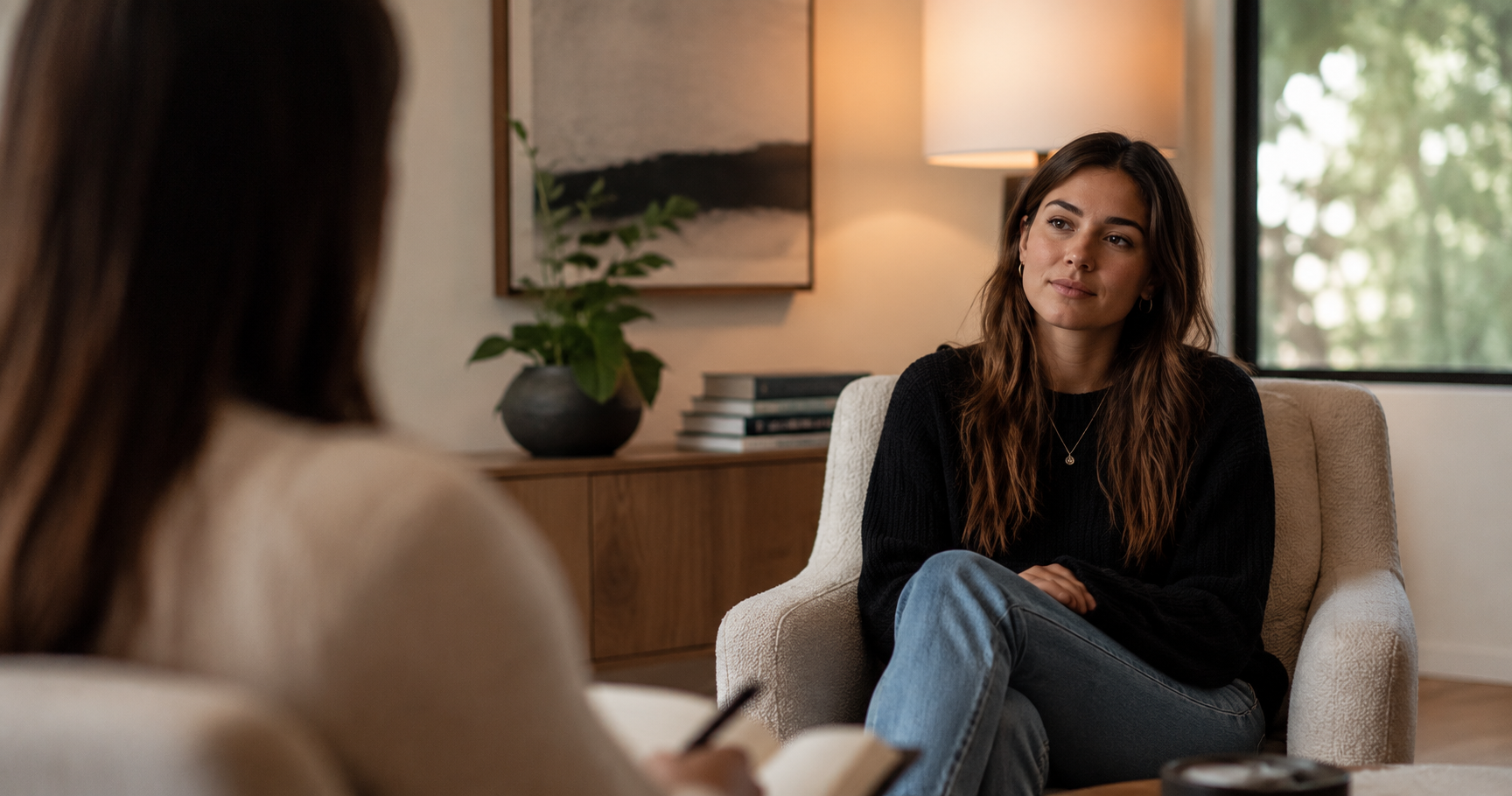 Woman getting psychodynamic therapy in Irvine
