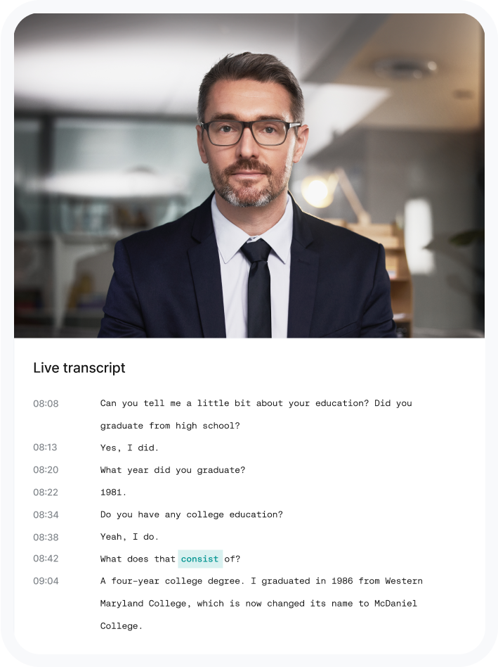 Deposition transcript linked directly to the relevant summary sections.