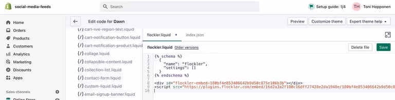 Adding Flockler into a section on Shopify