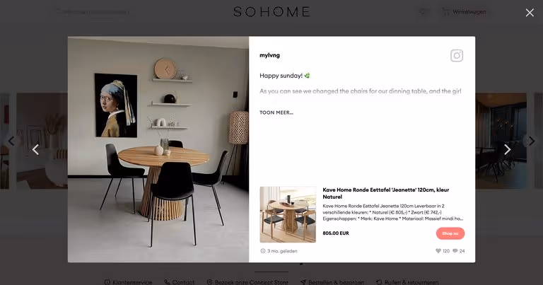 Instagram slider on a webshop