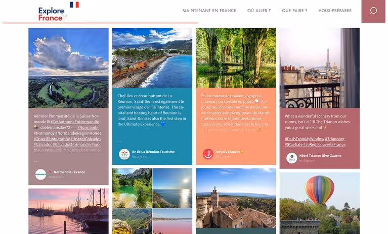 Embedded instagram feed on a website of France.fr