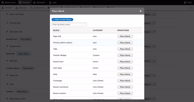 Embed Instagram feeds on Drupal: Select block